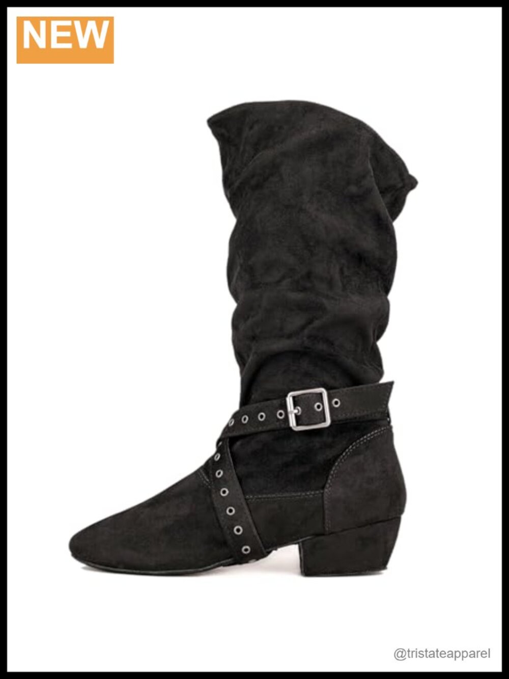 Women's Suede Sole Ballroom Dance Boots 1.5" Heel Mid Top Zip